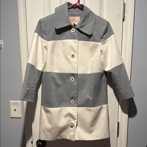 Hutch Blue and White Striped Button-Up Coat